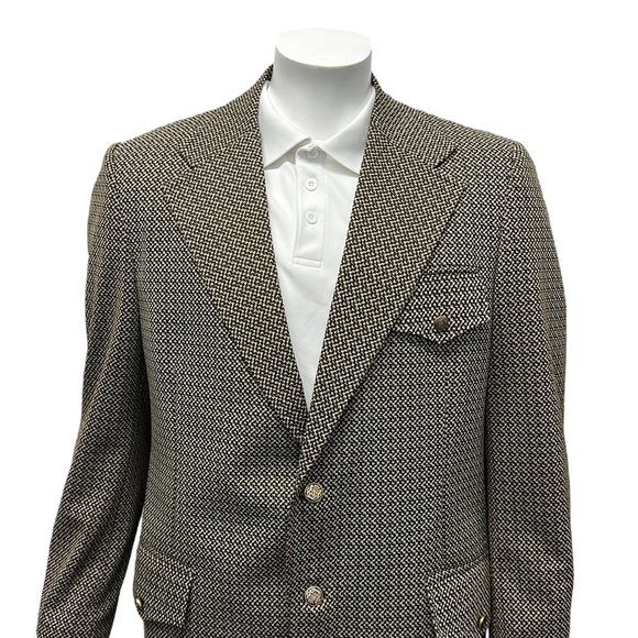 Vintage 70s Lee Dan Glorman's Brown Polyester Sports Coat Blazer Jacket 43R - Picture 5 of 13